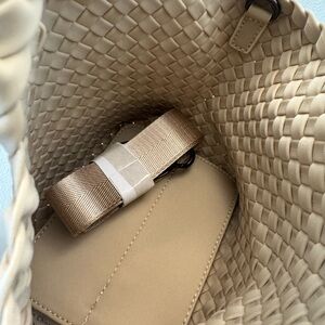 Naghedi Beige Woven Tote Bag